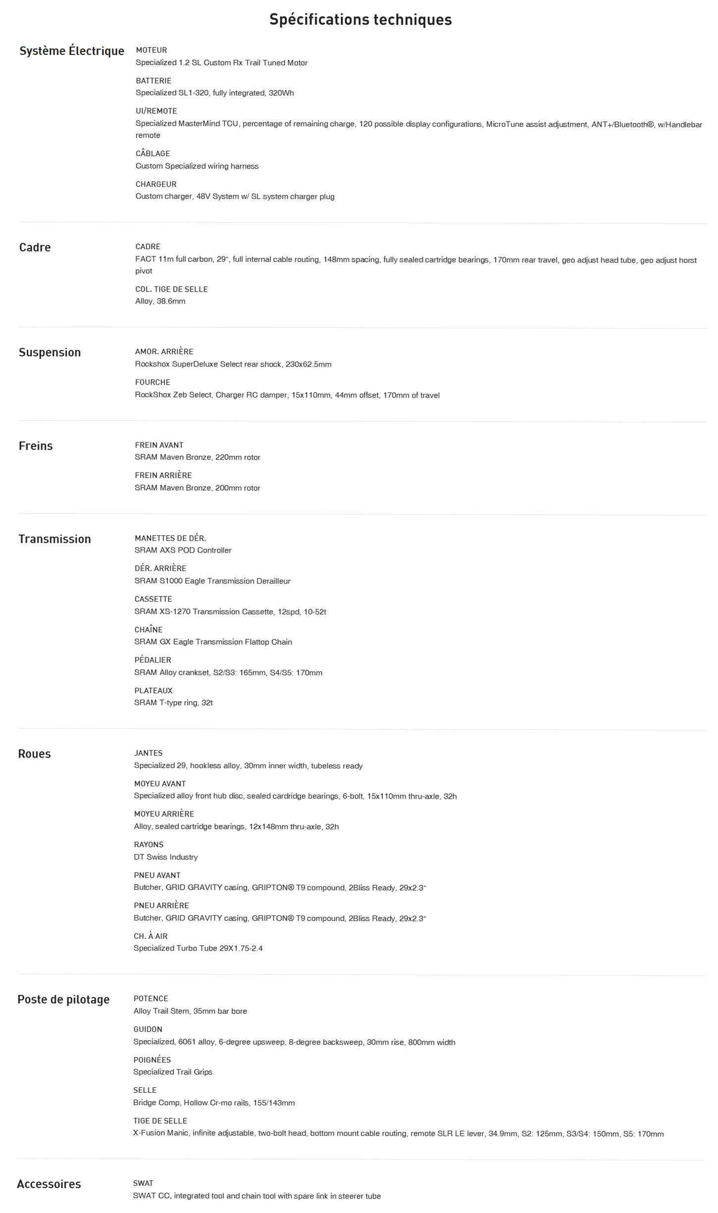 Caracteristique technique vélo électrique Turbo Kenevo SL 2 Comp année 2025
